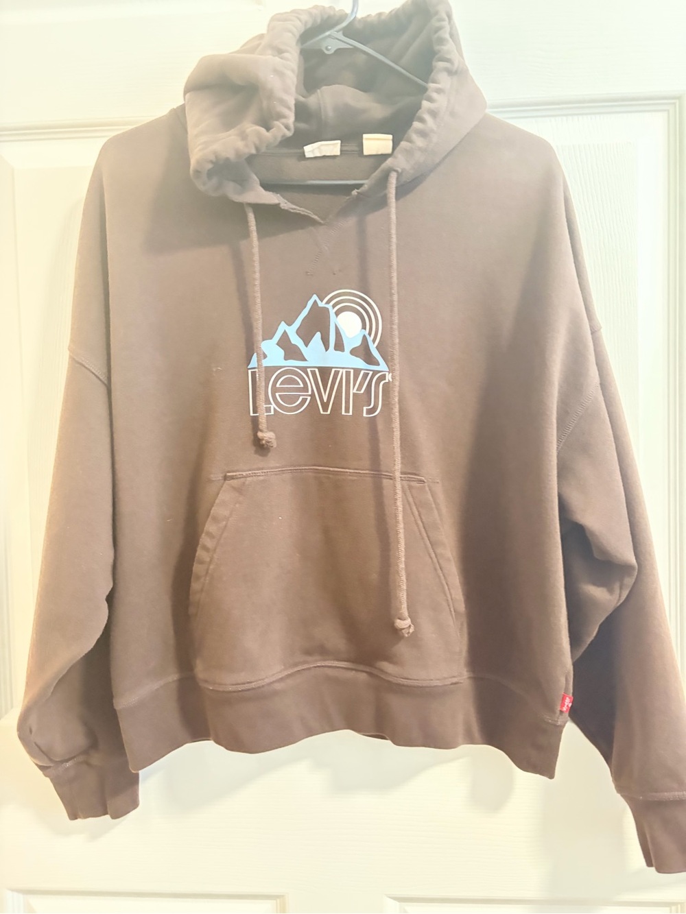 Levi's Brown Crewneck Hoodie with Blue Mountain Logo
